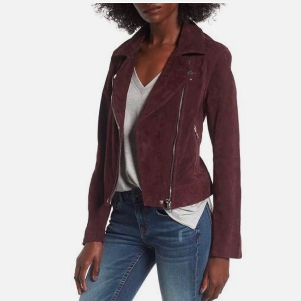 Blanknyc suede moto jacket burgundy